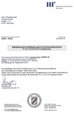 fortbildung zum thema familienrecht am 29 september 2015 rechtsanwalt thomas polzin muenchen pasing